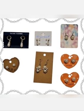 🤩 ONLY $5! Seven Pairs Of Assorted Faux Pearl Earrings. Less Than $1 A Pair!
